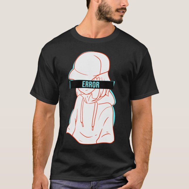 Fel i japansk hipster Girl Retro 3D T Shirt (Framsida)