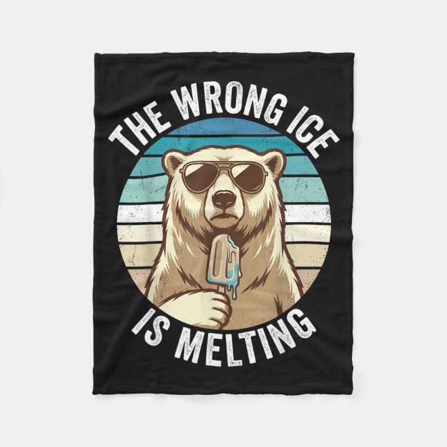 Fel Is Smälter Retro Björn Klimatförändring Fleecefilt (Framsidan)