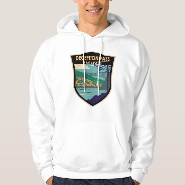 Fel Pass State Park Bridge Washington Badge Hoodie (Framsida)