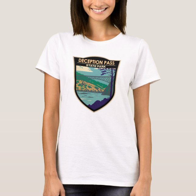 Fel Pass State Park Bridge Washington Badge T Shirt (Framsida)