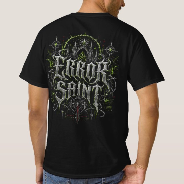 Fel Saint Gothic Cyberpunk Fram- & Baksida Herr T Shirt (Baksida)