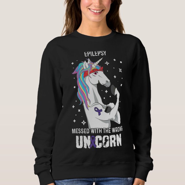 Fel Unicorn Epilepsy Awareness Supporter Ribbon T Shirt (Framsida)