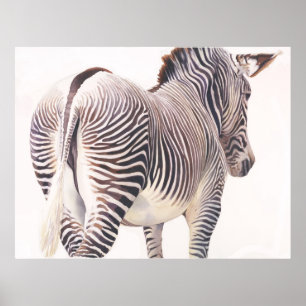 "Fel väg" Zebra Wildlife Watercolor Poster