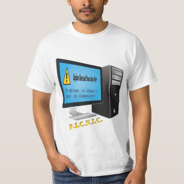Fel vid varning om användarproblem för dator t-shirt (Framsida)