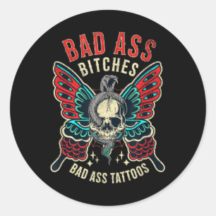 Felaktig Es-tattoed Women empowered Retro Tattoo F Runt Klistermärke
