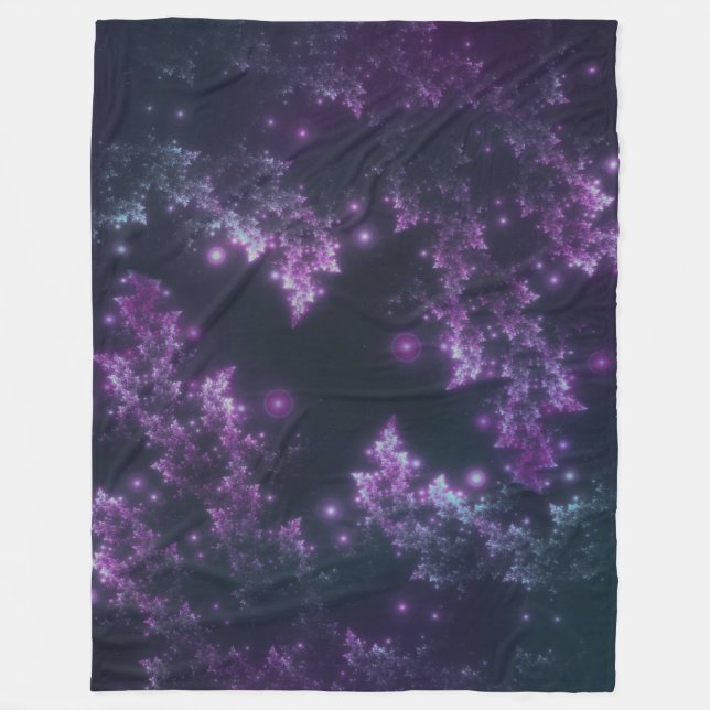Felaktig glöd av Fleece Blanket Fractal Löv Violet (Framsidan)