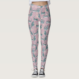 Felaktig Grått Tabby katt som knackar Saker över M Leggings