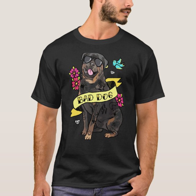 Felaktig Hund Rottweiler-Hund T Shirt (Framsida)