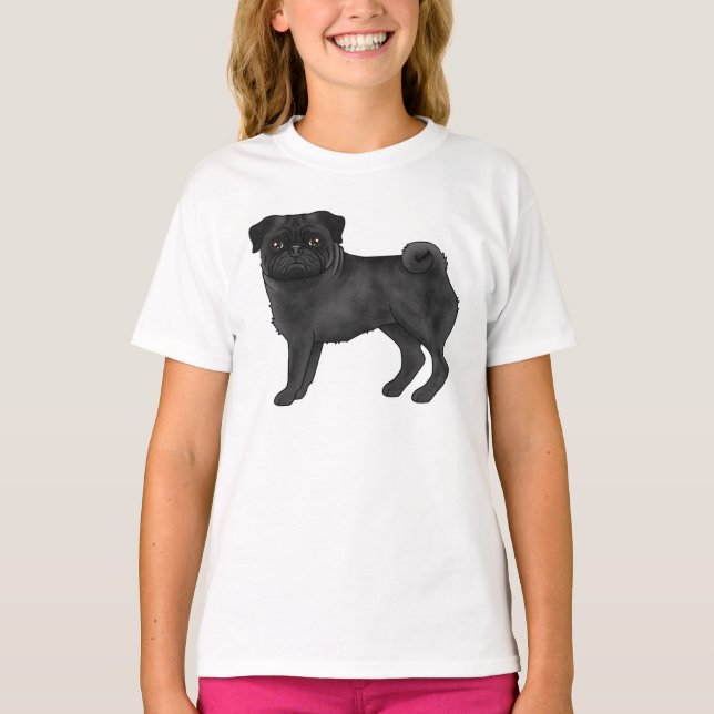 Felaktig illustration av Black Pug Hund aveln-desi T Shirt (Framsida)