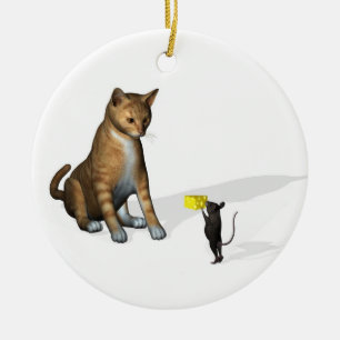 Felaktig katt julgransprydnad keramik