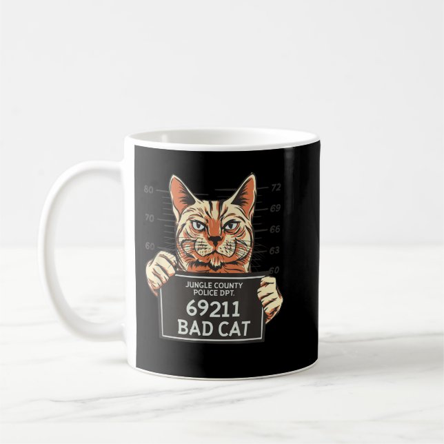 Felaktig katttynj Cat-fängelset Jail Prisoner Bad  Kaffemugg (Vänster)