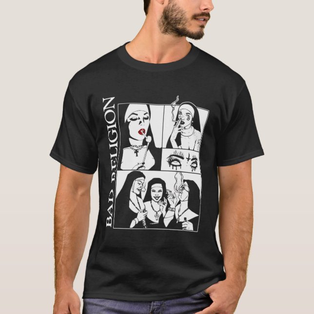 Felaktig Nuns Religion Smoking T Shirt (Framsida)