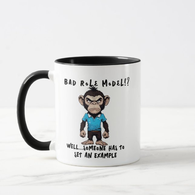 Felaktig rollmodell Chimp Humor | Funny Monkey Gra Mugg (Vänster)