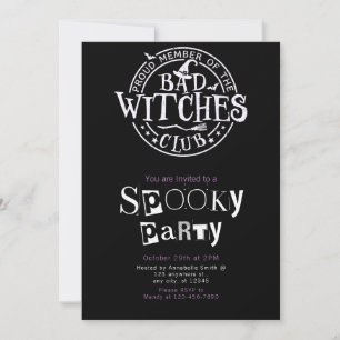 Felaktig Witches-Klubb - minimalistisk Halloween f Inbjudningar