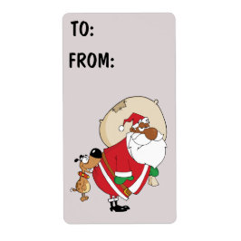 Felaktiga Hund Bita Black Santa Gift-etikett Fraktsedel
