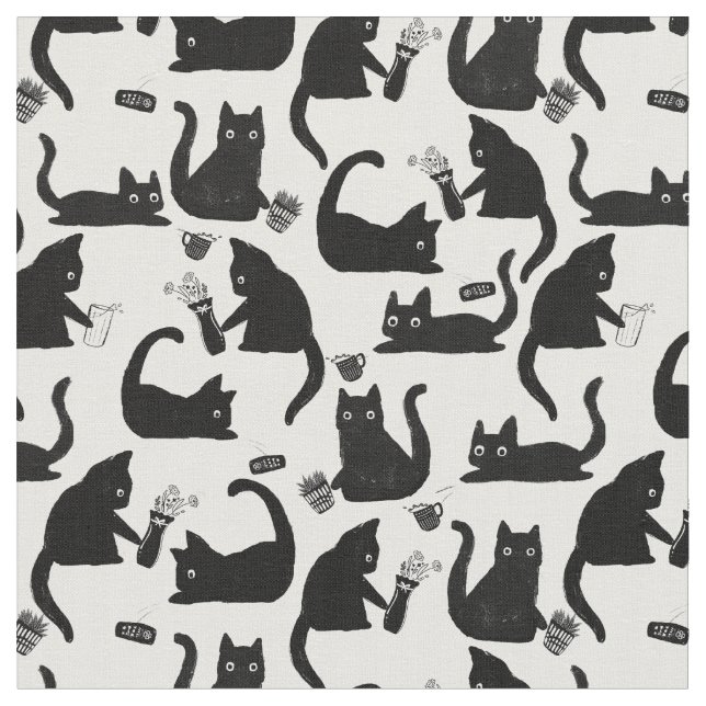 Felaktiga katter som knackar Saker över Tyg (Närbild)