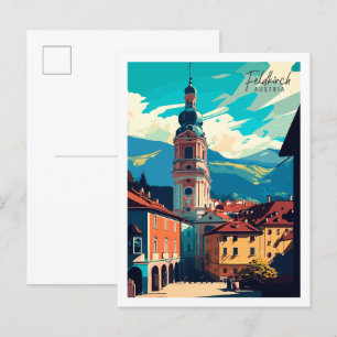 Feldkirch Austria vintage resor illustration Vykort