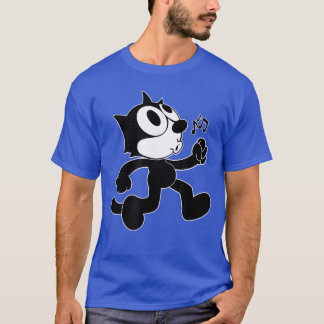 Feli Cartoon Whistling and Walking Music Notes Fel T Shirt