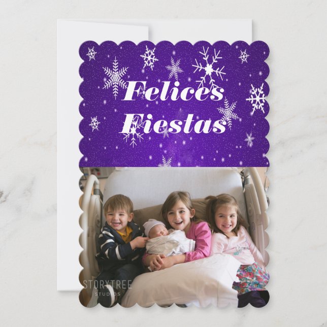 Felicas Fiestas Snöflingor med Blue Flat Card Inbjudningar (Framsida)