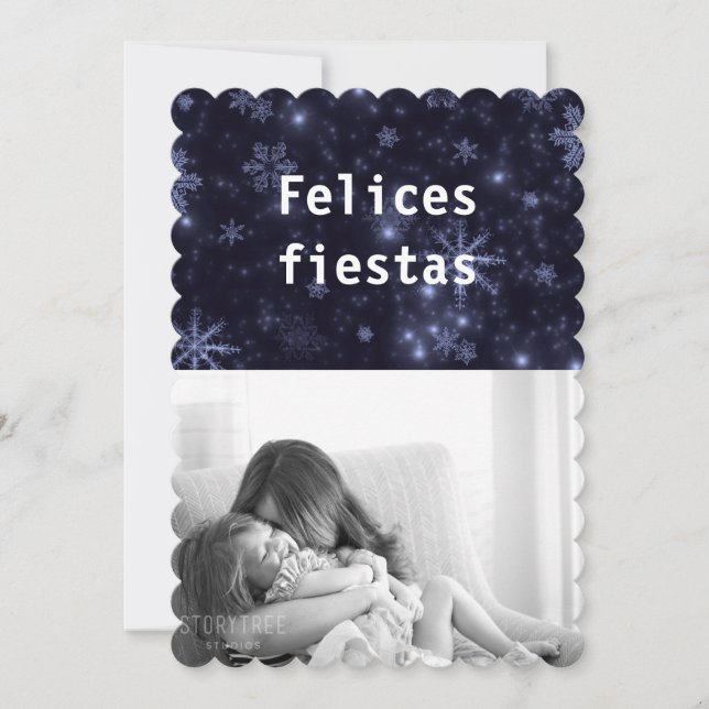 Felicas Fiestas Snöflingor Midnight Blue-kort Inbjudningar (Framsida)