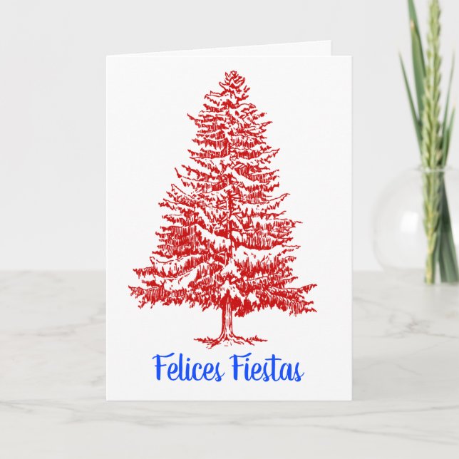 Felicas Fiestas Spanska Röda Julgran Helgkort (Framsida)