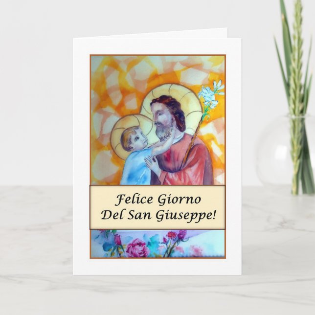 Felice Giorno del San Giuseppe (religionskort) Helgkort (Framsida)