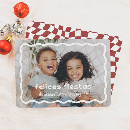 Felices Fiestas | Borde Ondulado Retro con Foto Julkort