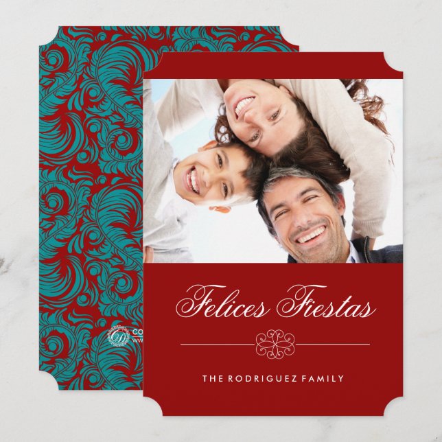 Felices Fiestas-fotokort Inbjudningar (Fram/baksida)