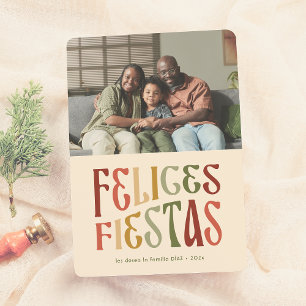 Felices Fiestas Postal de Navidad Retro con Foto Julkort