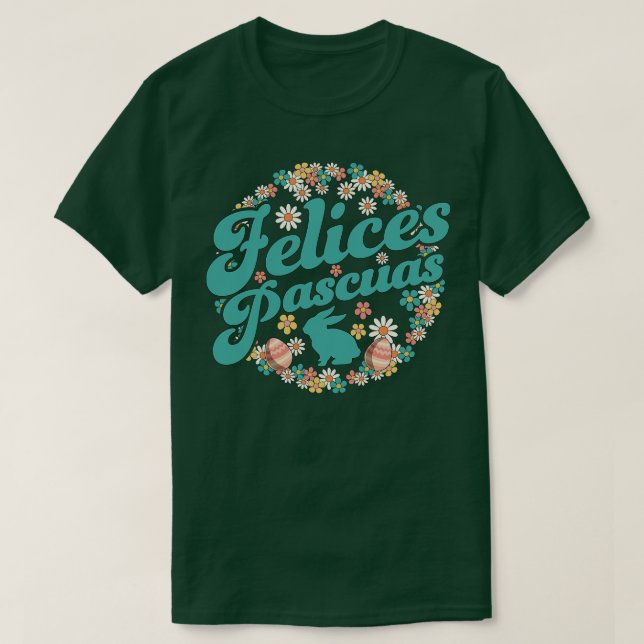 Felices Pascuas Glad påsk Daisy Flower Conejo d T Shirt (Design framsida)