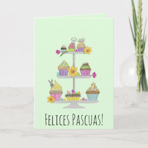 Felices Pascuas muffinsar för vattenfärgen Påsk i  Helgkort