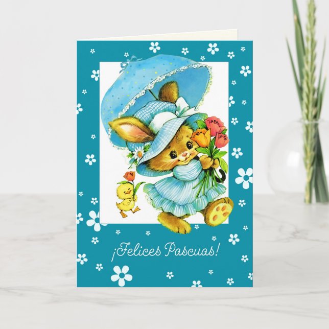 Felices Pascuas. Påsk-kort på spanska Helgkort (Framsida)