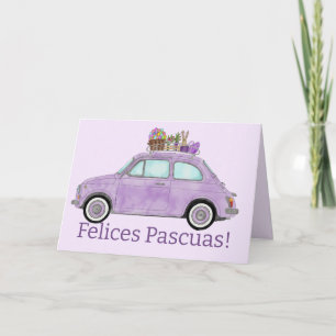 Felices Pascuas Spanska Påsk Retro Fiat 500 Helgkort
