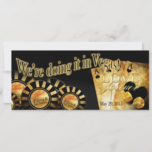 Felicia Champagne Shimmer Las Vegas Deluxe Bröllop Inbjudningar (Framsida)