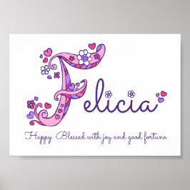 Felicia initial F doodle hjärtart namn betyder Poster