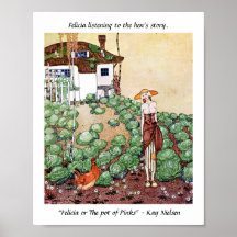 Felicia lyssnar på hönsens historia Kay Nielsen