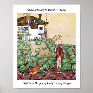 Felicia lyssnar på hönsens historia Kay Nielsen Poster
