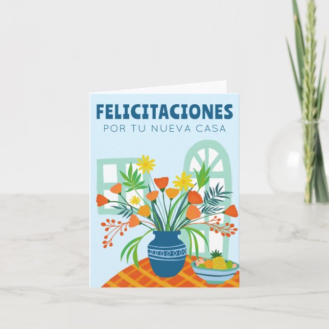 FELICIDADES GRATTISAR NEW HOME Flower Vas Kort (Framsida)