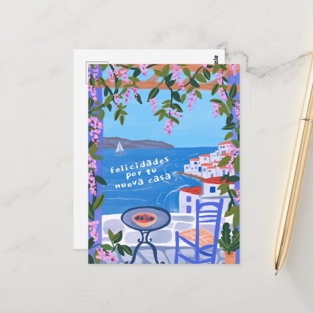 Felicidades Por Nueva Casa Sea Views Art Vykort (Fram/Back In Situ)