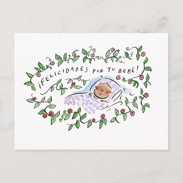 Felicidades por tu bebe vykort (Framsida)