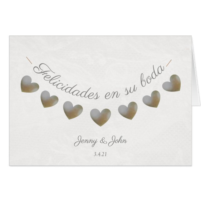 felicidadesen su boda tarjeta de matrimonio hälsningskort (Framsidan Horizontal)