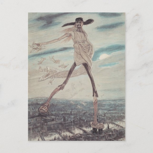 Felicien Rops: Sataniken. Satan Swing Tares Vykort (Framsida)