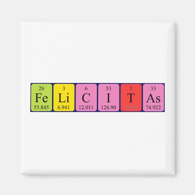 Felicitas Periodisk bord namn magnet (Framsidan)