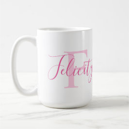 Felicity namn betyder monogram rosa text kaffemugg
