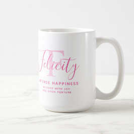 Felicity namn betyder monogram rosa text kaffemugg