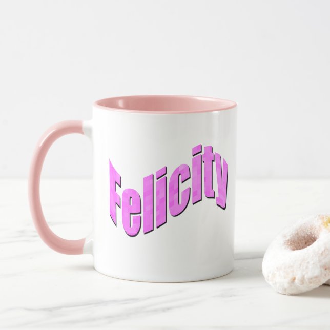 Felicity, Namn, Logotyp. Mugg (Med munk)