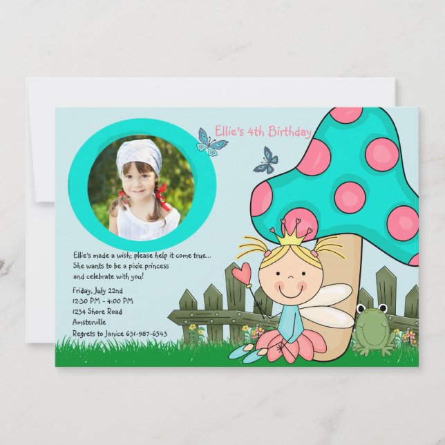 Felik Princess Foto Födelsedag Inbjudan för sitta (Framsida)