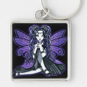 Felik Princess Keychain "Kiara" för gotisk fjäri Fyrkantig Silverfärgad Nyckelring