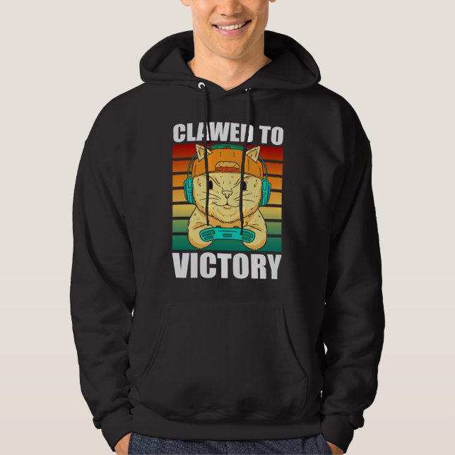 Feline Cat  Clawed to Victory Hoodie (Framsida)