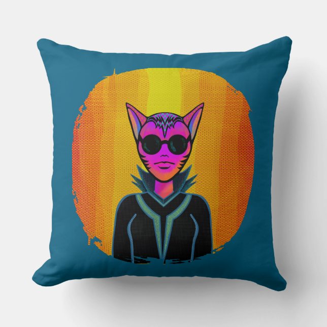 Feline Character in triplicate Kudde (Framsida)